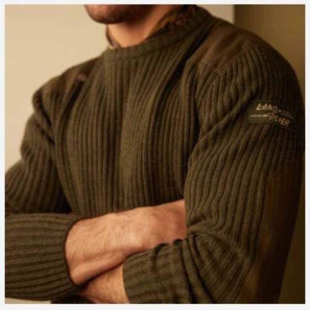 RED CANOE Land Rover Wool Rib Knit Sweater Men's Size Small olive green crew